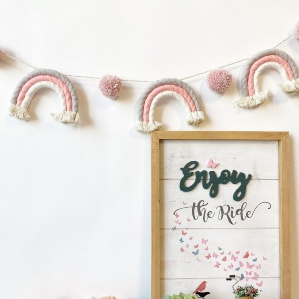 Handmade Baby Room Rainbow Pom Pom Garland Decor
